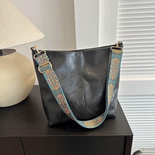 Oversized Pu leather handbag, women's crossbody bag, shopping bag, travel large capacity shoulder bag, black2