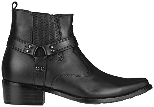 CALTO Men's Invisible Height Increasing Elevator Shoes - Black Premium Leather Cowboy Zipper Boots - 3.3 Inches Taller - T8112 - Size 10 D(M) US2
