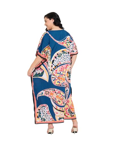 Image of Gypsie Blu Women Plus Size Kaftan Dress Beach Cover Up Maxi Dresses for Women, V-Neck Kimono Sleeve 1X-3X