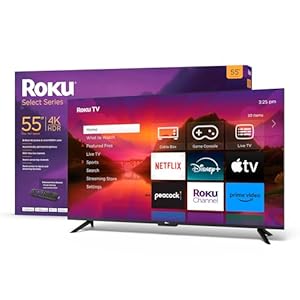 Roku Smart TV – 55-Inch Select Series 4K HDR RokuTV with Roku Enhanced Voice Remote, Brilliant 4K Picture, Automatic Brightness, & Seamless Streaming – Live Local News, Sports, Family Entertainment