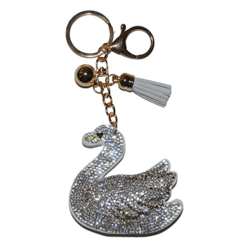 Popfizzy Swan Keychain for Women and Girls, Bling Purse Charm, Rhinestone Backpack Key Fob, Crystal Bag Charm