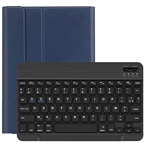 IPad Air 第5世代 (2022) / Air 第4世代 (2020) 10.9インチ用キーボードケース、AZERTYフランス語、Sペンホルダー付き磁気脱着式無線Bluetoothキーボード,ブルー