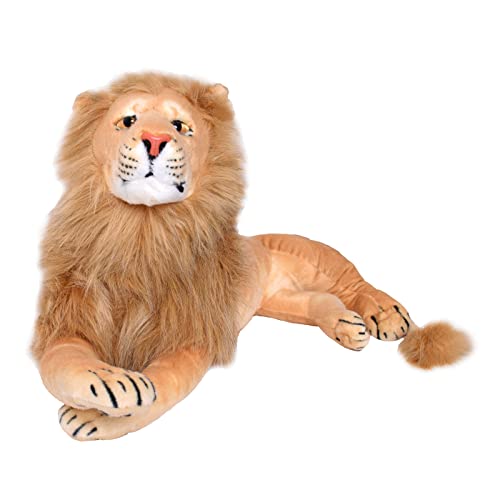 TE-Trend León de Peluche XXL, Juguete de Peluche Tumbado, Gato Grande, Gato depredador, Figura Decorativa, Regalo, 70 cm, marrón