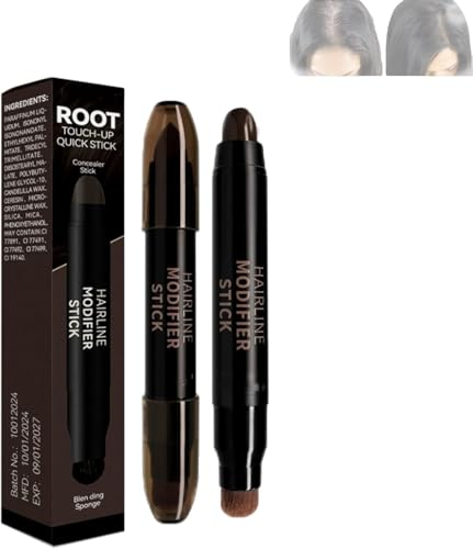Root Cover Up Stick, Instant Grey Hair Coverage Touch Up, Root Touch Up Hair Color, Natural Concealer for Hairline, Roots & Sides for Women & Men, Plant-based, 48H Makeup Lasting (#2)
