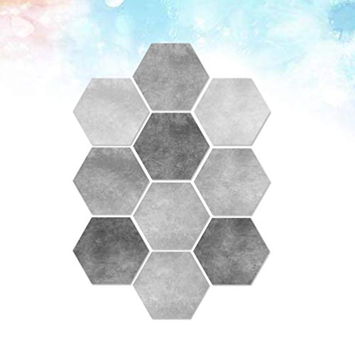 Imikeya Removable Wall Stickers 10Pcs Hexagonal Floor Tiles Abstract Pvc Floor Stickers Removable Anti- Diy Tile Stickers Bathroom Sticker Home Decoration For Kitchen Bedroom Tile Backsplash #TOP2