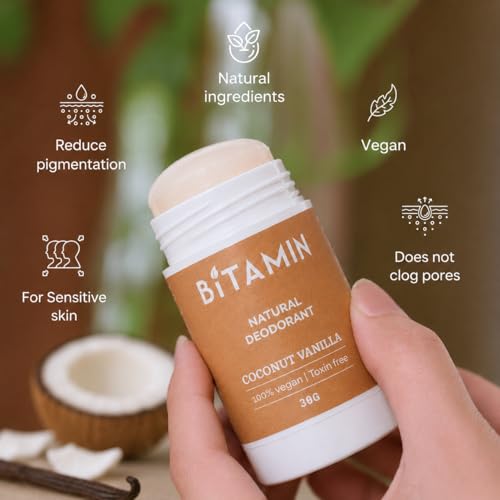 Image of Bitamin Natural Deodorant India's First 5% Vitamin C Deodorant Made in India Vegan Fragrance NO Aluminium, Parabens, Alcohol, Triclosan (coconut vanilla)