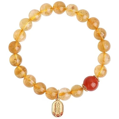 Natural Crystal Beads Stretch Bracelet with Gold Plated Charm for Women - Perfect Positive Gifts for Women