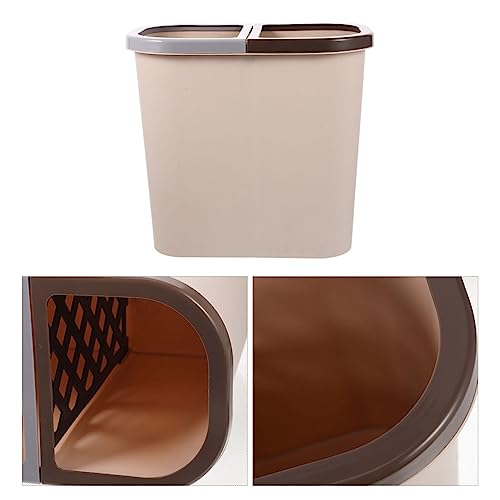 Caneca de basura rectangular marrón dual miniatura 4