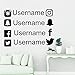 Produktbild Wandtattoo Wandsticker Wandaufkleber,Personalisierte Instagram Snapchat Twitter Facebook Benutzerdefinierte Auto Hochzeit Fenster Aufkleber Kunst Name Hashtag Social Media Vinyl 75cmx56cm