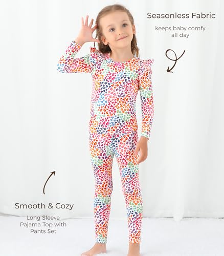 Image of Toddler Girls' Clothes-Viscose from Bamboo, Long Sleeve Ruffle Top with Pant Sets for Kids 2Pcs Fall Outfits 2T-6Y