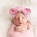 AQOKKA Newborn Baby Girl Hats with Bow Cotton Toddler Infant Beanie Cap Newborn Hospital Hats for Baby Girl Kid 0-12 Months
