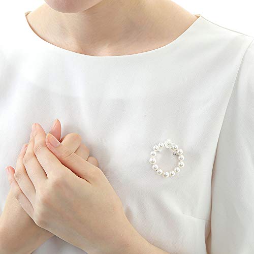Image of Japanese 6.0-7.0mm Akoya Cultured Pearl Brooch for Women with Sterling Silver | Elegant Design Excellent Gift | Pearl Brooch