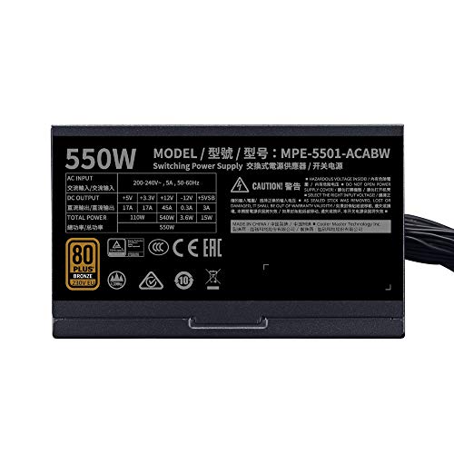 Cooler Master MWE 550 Bronze 230V V2, Alimentatore Spina EU, 80 PLUS Bronze, Ventola HDB con Controllo Termico, Convertitore DC-DC + LLC con Linea Singola +12V - Immagine 2