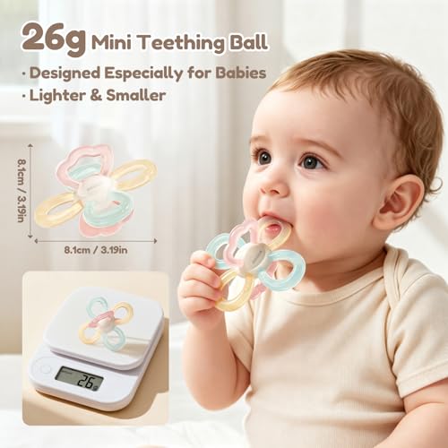 Image of Mini Teething Toys for Baby, Soft Silicone Teether Ball, Portable BPA Free