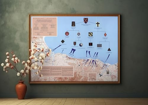 D-Day Map June 6, 1944,Normandy Invasion WWII Wall Poster 16"x20" Unframed