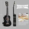 Soprano Ukulele for Beginner with Gig Bag 21 Inch Uke for Starter Hawaiian Soprano Ukalalee Polishing Adults Basswood 21 Inch Uke Bundle with Strap Picks Songbook Cleaning Cloth (Black)