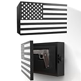 BUYYAH American Flag Hidden Gun Safe, American Flag Wall Hanging Concealed Gun Cabinet, Combination Lock All Iron Frame for Police Gift, 17
