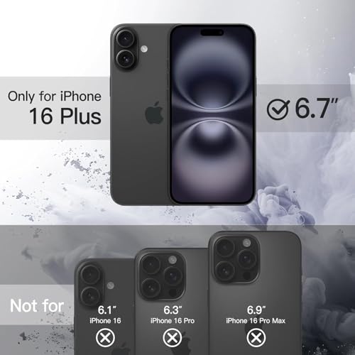 Image of Magnetic Case for iPhone 16 Plus 6.7-Inch Compatible with MagSafe, Shockproof Phone Bumper Cover, Anti-Scratch Clear Back (Black)