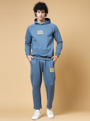 Image of Rigo Cotton Fleece Full Sleeves Oversized Co-ord Set for Men | Printed Hooded Track Suit Set for Men