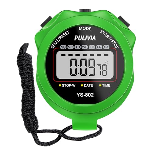 Image of Sports Stopwatch Timer, Single Lap Split Digital Stop Watch for Sports Kids Coaches Swimming Running, Green