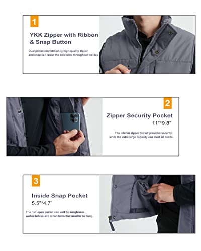 HARD LAND Men's Padded Puffer Vest Outdoor Water-Resistant Winter Vest for Men With 11 Cargo Pockets4