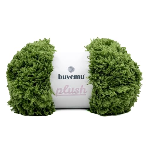 Image of Plush Faux Fur Bulky Yarn, Super Soft Fluffy Fuzzy for Knitting Crocheting Crafting, 100 Gram (3.53 Ounces) 109 Yards (100 Meters) (Grass)