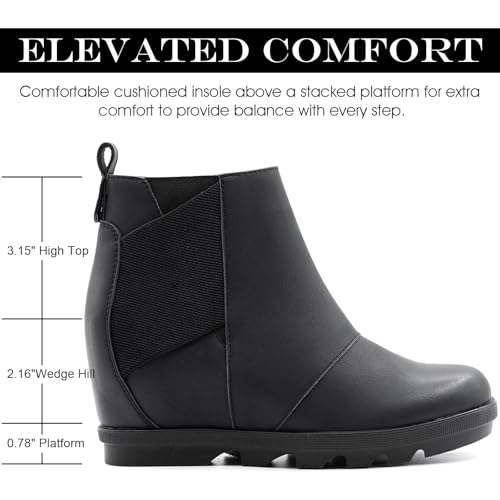 Athlefit Women's Wedge Boots Comfortable Ankle Wedge Booties2