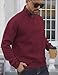 QOSOQ Men's Quarter Zip Sweatshirt Pullover Sweater Casual Long Sleeve Stand Collar Quarter Sweaters Burgundy