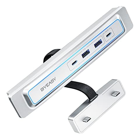 BYEASY Tesla USB Hub for Model 3/Y(2021/2022), 4-IN-2 Multi-Port Docking Station With 2 USB Port and 2 Type-C Port, Supports 27W PD Charging and Data Transmission for Tesla Splitter Extension Cover