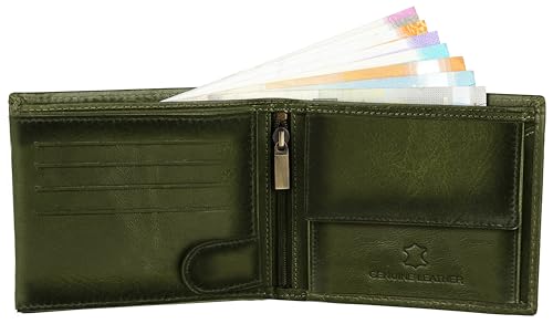 Image of WildHorn RFID Protected Leather Wallet for Men, Green Crunch