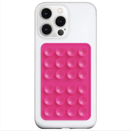 Image of PKYAA Silicone Suction Phone Case Adhesive Mount, Super Strong Grip Holder can Last 2 Hour at Least, Hands-Free Mirror Shower Phone Holder for Selfies, Tiktok Videos, 2.56 inchx3.94 inch (Rose)