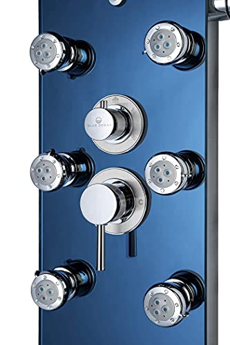 Image of Blue Ocean 52 inch Stainless Steel SPS392H Shower Panel Tower System with Rainfall Shower Head and 8 Adjustable Massage Jets