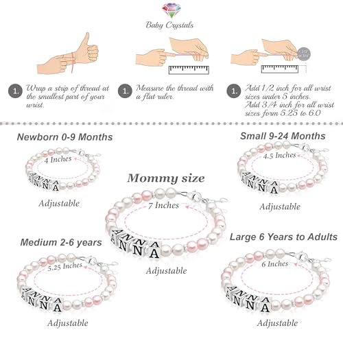 Custom Name Charm Bracelet, Sterling Silver Jewelry Personalized Baby Girl Gift, Alphabet Beads Pearl Bracelets for Girls, Baby Shower, Baptism Gifts for a Birthday Girl3