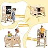 Torre de Aprendizaje Montessori, Torre de Aprendizaje 3 en 1, Taburete Plegable con Pizarra, para Niños de Madera, Taburete de Cocina Auxiliar para Niños, Adecuado para Mesa de Cocina y Baño #2