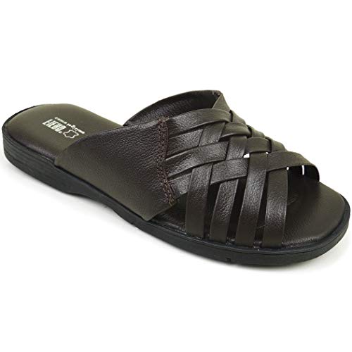 Chinelo masculino em Couro Fiero Ref.:352 Café Relax Café - 43