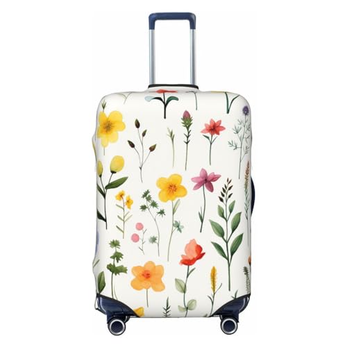 Copertura elastica per valigie con stampa di fiori ad acquerello lavabile con cerniera nascosta adatta per 45-81 cm