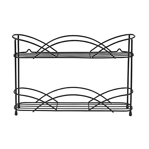 Spectrum Diversified Countertop Rack Cabinet Pantry Organization & Storage, 2-Tier Spice Organizer With Optional Wall Mount, Black #TOP5