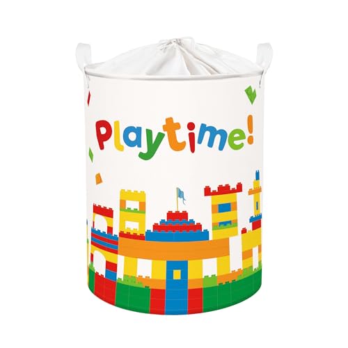 Clastyle Ceste Biancheria Bambini Studio Cestino Giocattoli Vestiti Impermeabile per Ragazzo Ragazza Cestino Portaoggetti per Bagno Cameretta Bucato, Tempo Gioco, 40x50 cm