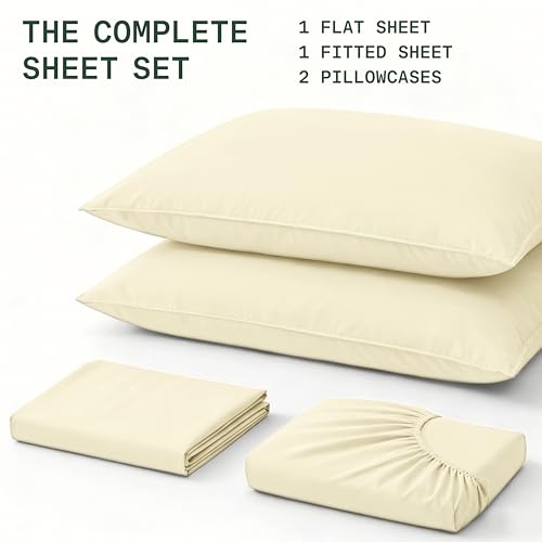 Image of TRUE BAMBOO Sheets Set King Size - Silky Soft Luxe 4 Piece Bed Sheets with Breathable & Moisture-Wicking Fabric - 16 inch Deep Pocket with Corner Straps