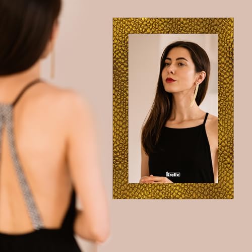 Image of KERLIX Rectangular Wall Mirror 12x18 Inch CNC Polished Finish, Modern Decorative Mirror for Bathroom, Bedroom, Living Room & Entryway