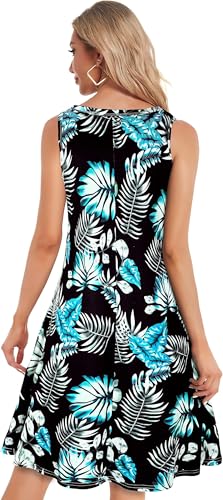 Image of elescat Women's Summer Dresses 2026 Beach Casual Sleeveless Floral Print Tank Loose Sundress with Pocket