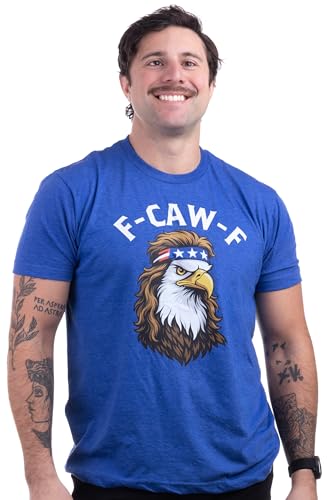 F Caw F Shirt - Funny USA Eagle Men's Novelty Shirts F-Caw-F Patriotic Fcawf Funny 4th of July T-Shirt for Men or Women -(Eagle,L) Royal Blue