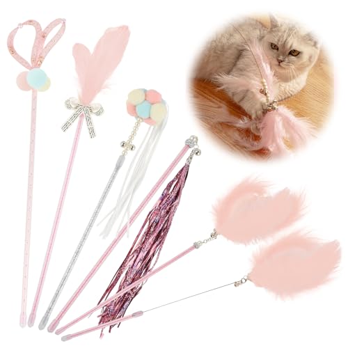 Lrocotanc Giochi per Gati in Casa - Gioco Gatto 6 Pezzi - Interattivi per Gatti - Cat Toys - Giochi Gatti (Rosa)