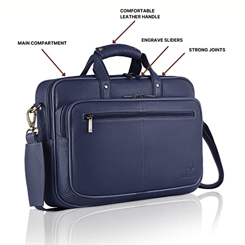 Image of WildHorn Classic Leather 15 inch Laptop Messenger Bag for Men I Office Bags I Travel Bags I Carry Handles with Adjustable Strap I DIMENSION: L- 15.5 inch H-11.5 inch W- 3.5 inch