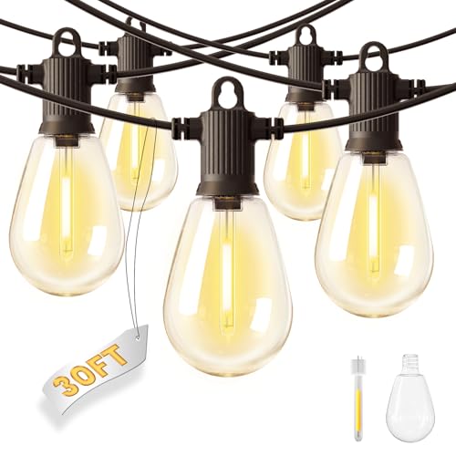 ZOTOYI 30FT Catena Luminosa Esterno IP65 - Luci da Esterno Giardino con E12/S14 Collegabile Regolabile (Dimmer Non Incluso) per Decorare Gazebo, Percorsi Nuziali o tavoli del Ricevimento