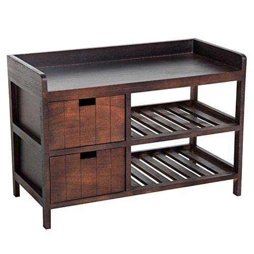 Homcom Shoe Cabinet, Wooden Storage Bench With Cushion, Entryway Rack With Drawers, Open Shelves, Country White #TOP6