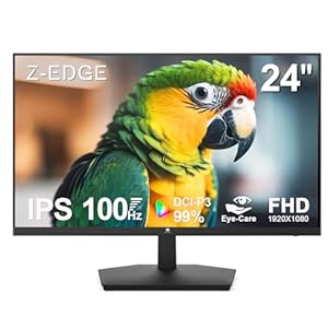Monitor de 24 pulgadas, monitor de computadora Z-Edge, Full HD 1920 x 1080p IPS 100Hz Monitor de PC con HDMI, VGA, sin marco, pantalla antirreflejos U24I