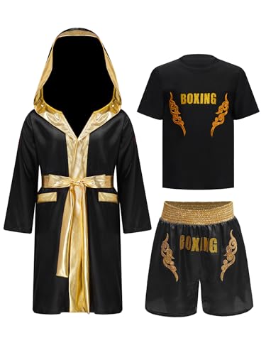 Ensemble boxe muay thai enfant avec peignoir satin et short de combat mma kickboxing