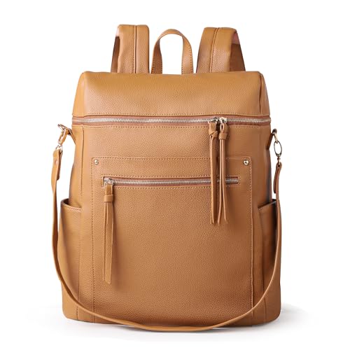 MEEJUNE Large Leather Backpack for Women Backpack Purse with Luggage Strap Crossdody Bag Travel Fashion Backpack Designer Ladies Shoulder bag with Adjustable Strap