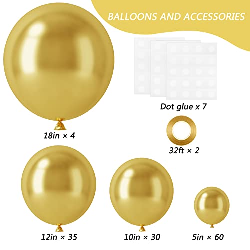 image for RUBFAC 129pcs Metallic Gold and Black Balloons Latex Balloons Differen